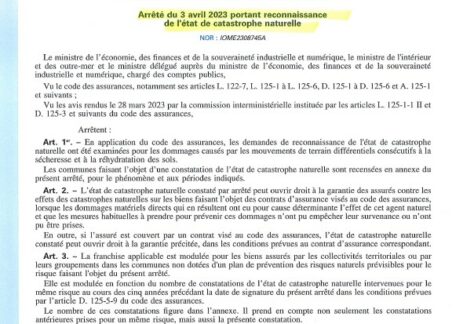 Affiche decret catastrophe naturelle ete 2022