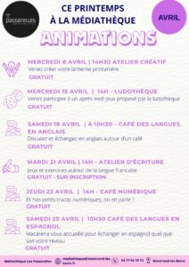 Ce printemps à la médiathèque Avril V2 Ce printemps à la médiathèque Avril V2