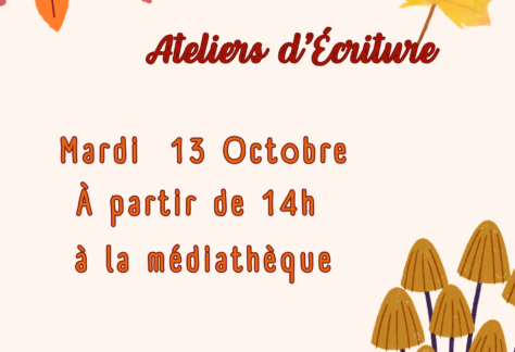MEDIATHEQUE Ateliers écriture - 13 oct